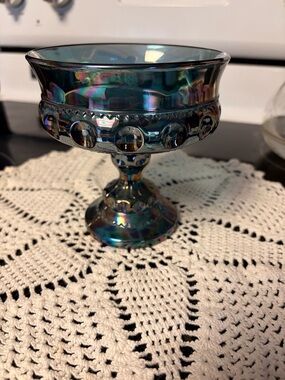 Iridescent Carnival Glass Compote Dish
